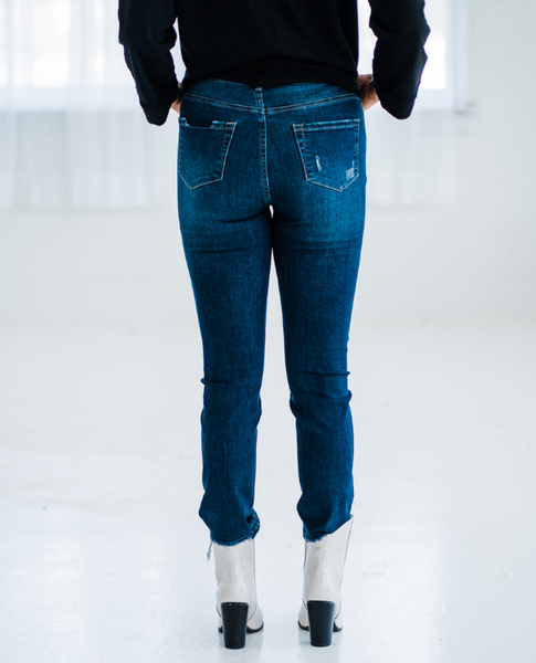 Always Feeling Positive Distressed Denim