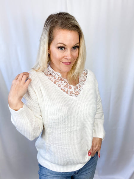 Floral Lace V neck Sweater