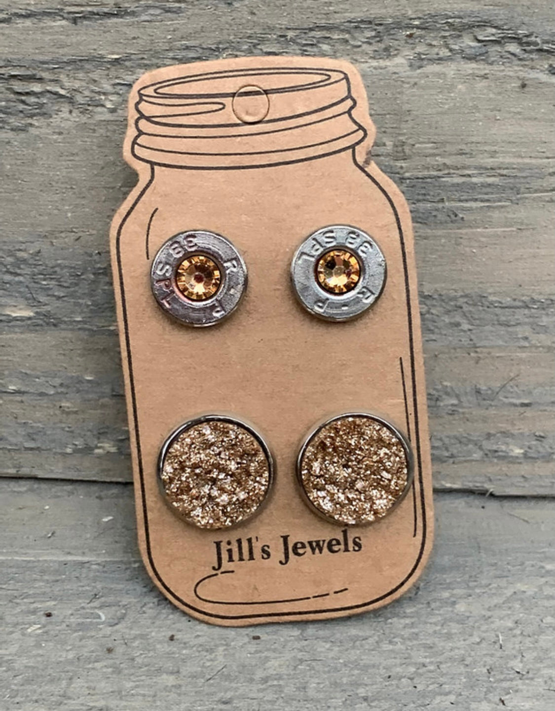 Gold 38 Special Bullet Earring Set