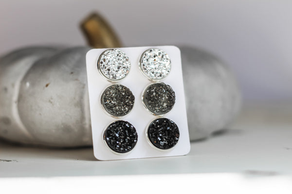 Triple Earring Set - Grey Rush