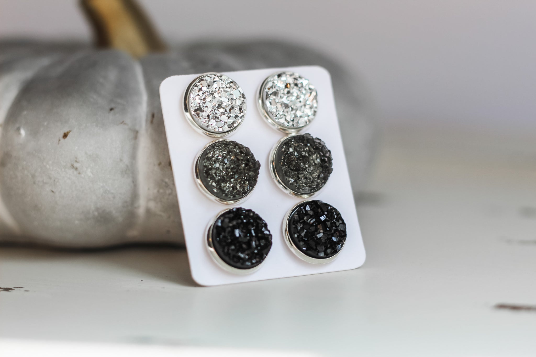 Triple Earring Set - Grey Rush