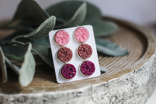 Triple Earring Set - Mauve Rush