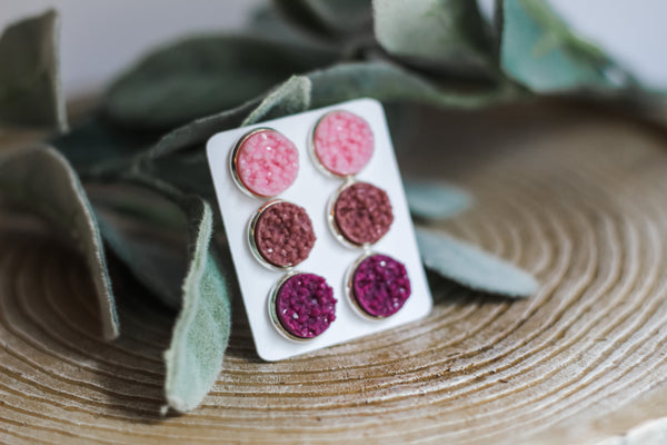 Triple Earring Set - Mauve Rush