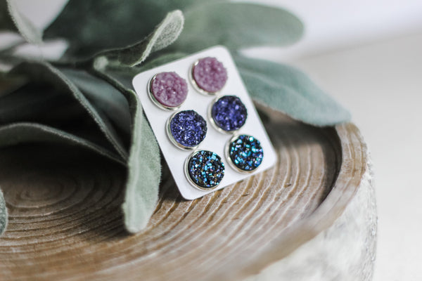 Triple Earring Set - Purple Rush