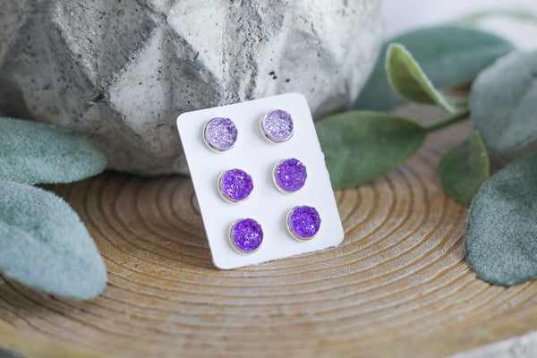 Purple Rain Triple Earring Set