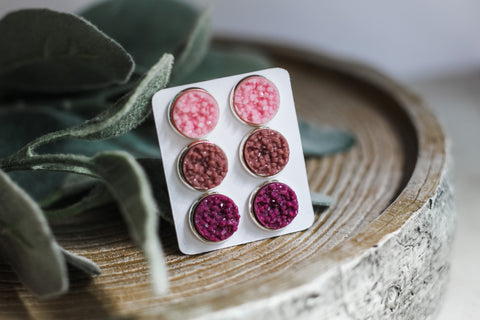 Triple Earring Set - Mauve Rush