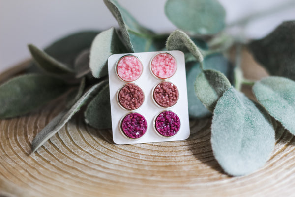 Triple Earring Set - Mauve Rush