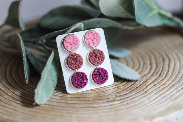 Triple Earring Set - Mauve Rush