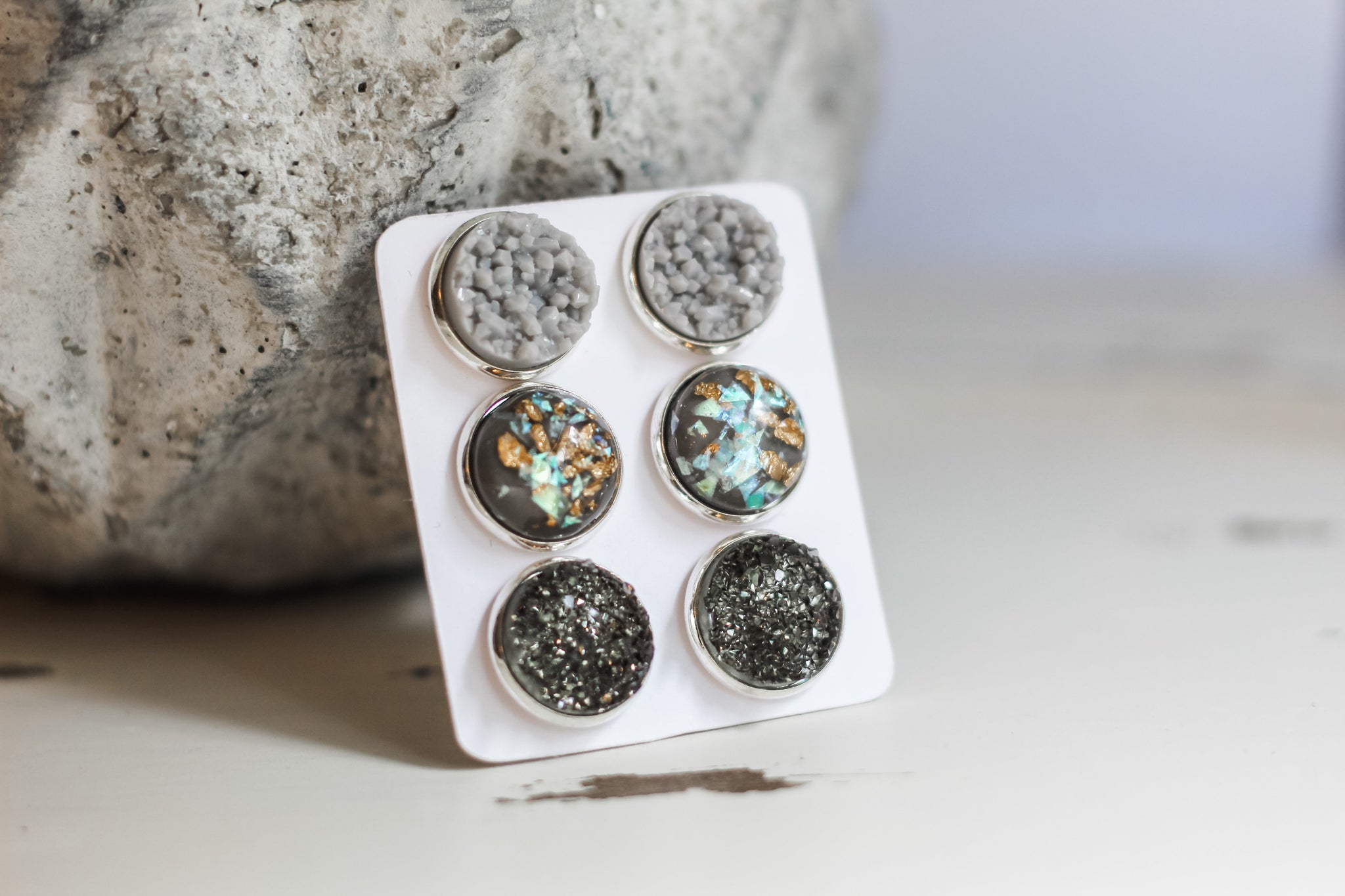 Triple Earring Set - Grey Skies