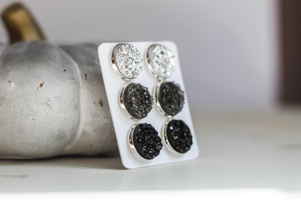 Triple Earring Set - Grey Rush