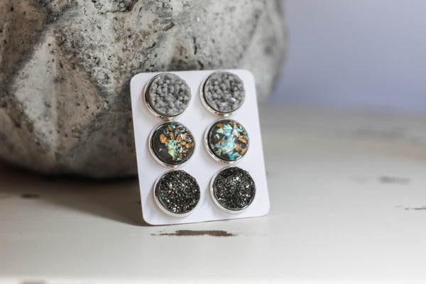 Triple Earring Set - Grey Skies