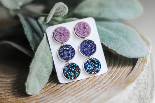 Triple Earring Set - Purple Rush