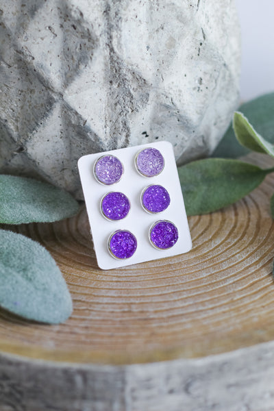 Purple Rain Triple Earring Set