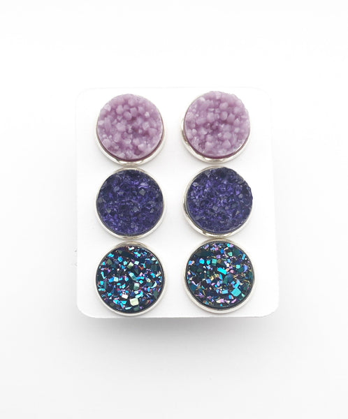 Triple Earring Set - Purple Rush