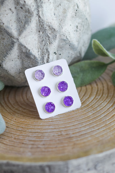 Purple Rain Triple Earring Set