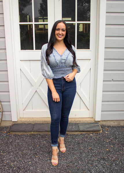 LOOK TWICE DENIM TOP