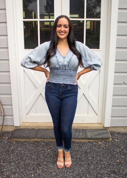 LOOK TWICE DENIM TOP