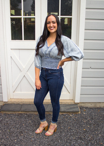 LOOK TWICE DENIM TOP