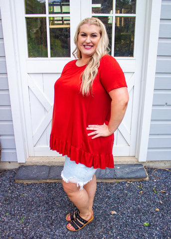 ROSEY RUFFLE TOP